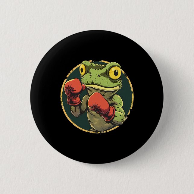 Bóton Redondo 5.08cm Sapo de Boxe com Luvas de Boxe Kickboxing Engraçad (Frente)