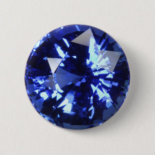 Bóton Redondo 5.08cm Sapphire Dark Blue Gemstone setembro Birthstone