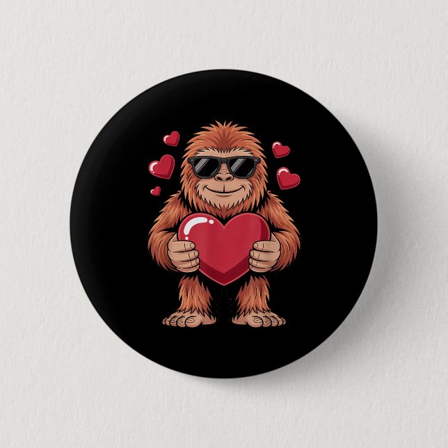 Bóton Redondo 5.08cm Sasquatch Valentine's Day - Bigfoot Heart Sungles  (Frente)