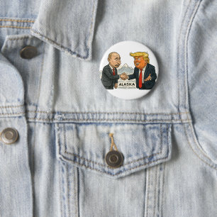 Bóton Redondo 5.08cm Sátira Política: Reunião de Putin e Trump em Alask