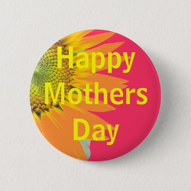 Bóton Redondo 5.08cm saudação de dia de as mães (Frente)