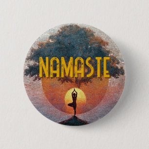 Bóton Redondo 5.08cm Saudação Solar Yoga Namaste Árvore da Vida