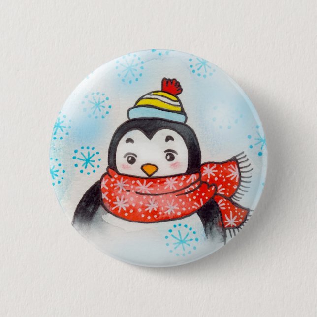 Bóton Redondo 5.08cm Saudações de Pengu (Frente)