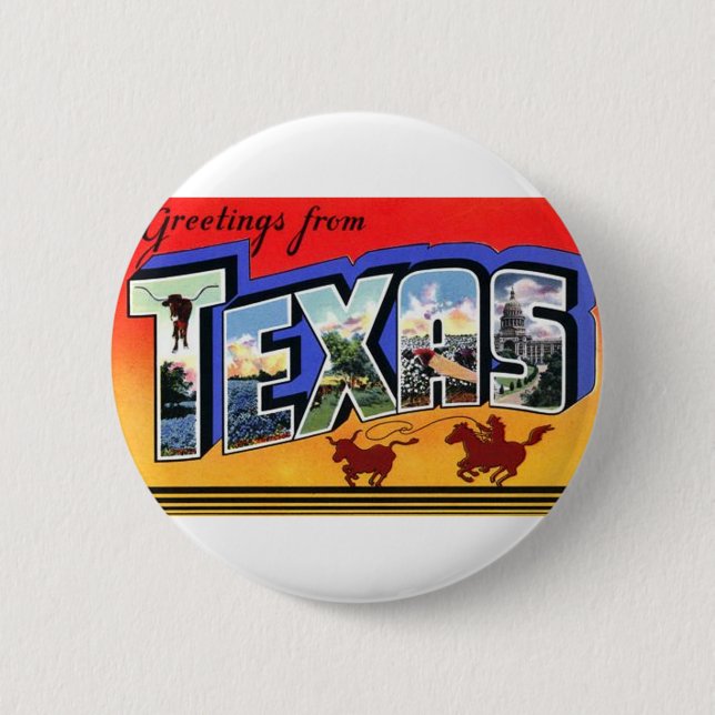Bóton Redondo 5.08cm Saudações Do Texas (Frente)
