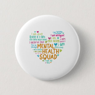 Bóton Redondo 5.08cm Saúde Mental Esquadrão Ama Fatos Cardíacos Saúde M