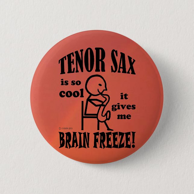 Bóton Redondo 5.08cm Sax de Tenor, Congelamento Cerebral (Frente)