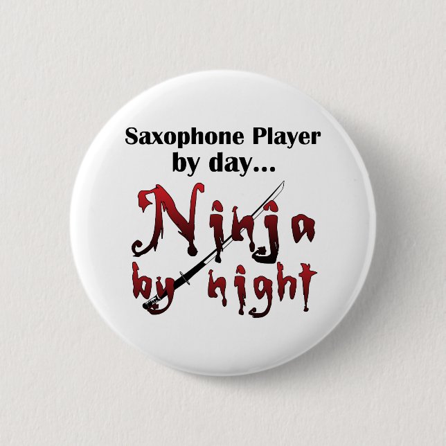 Bóton Redondo 5.08cm Saxofone Ninja (Frente)