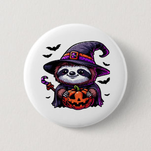Bóton Redondo 5.08cm Scary Halloween Sloth Witch Hat Costume Spooky Sea