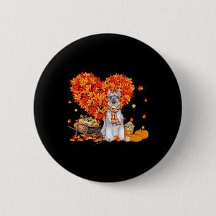 Bóton Redondo 5.08cm Schnauzer Autumn Fall Deixa Pumpkin Dog Amor