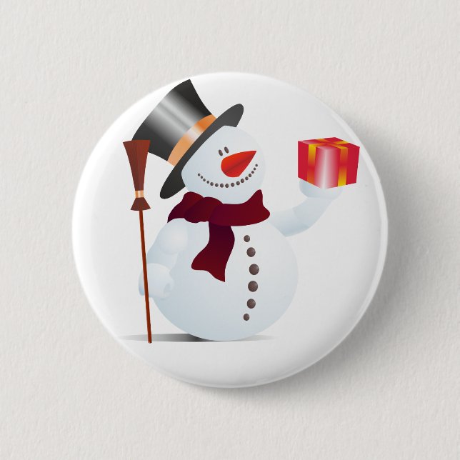 Bóton Redondo 5.08cm Schneemann / Boneco de Neve para o Natal (Frente)