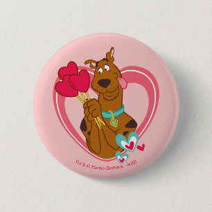 Bóton Redondo 5.08cm Scooby-Doo Holding Heart Lolipops