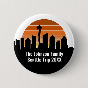 Bóton Redondo 5.08cm Seattle Skyline Sunset Trip Keepsasasasakpersonali