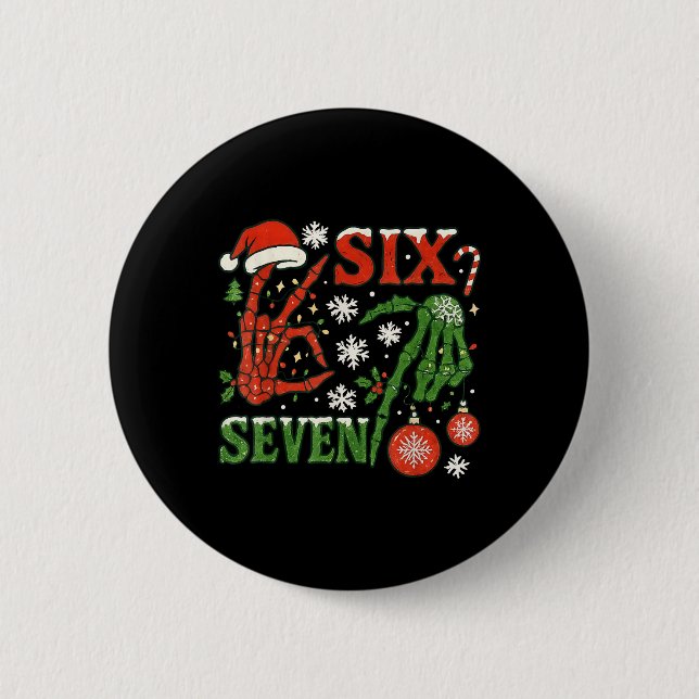 Bóton Redondo 5.08cm Seis Sete Meme Natal 6-7 Natal Esqueleto Ha (Frente)