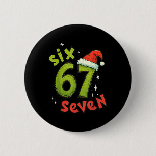 Bóton Redondo 5.08cm Seis Sete Meme Natal Divertido Verde Vermelho Feri