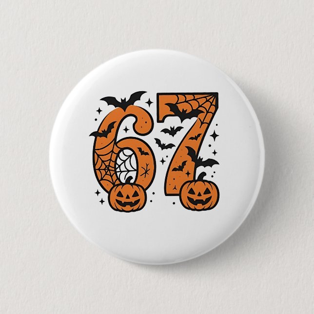 Bóton Redondo 5.08cm Seis Sete Memes Halloween 67 Mason Spooky (Frente)