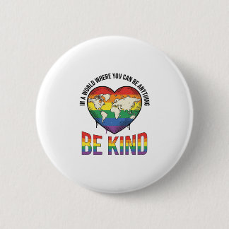 Bóton Redondo 5.08cm Seja Gentil Mundo Coração Arco-Íris Camiseta Vecto