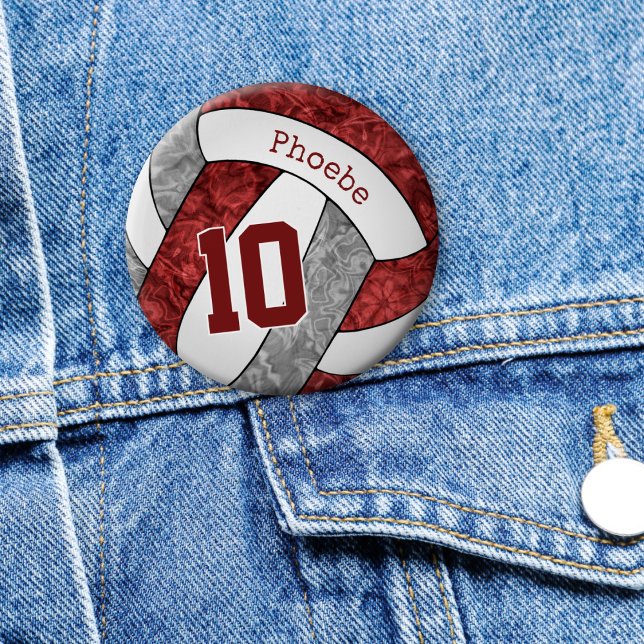 Bóton Redondo 5.08cm seleção de vôlei de cinzas de marrom (on denim jacket)