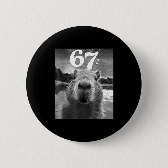 Bóton Redondo 5.08cm Selfie de Capivara Com 67 Meme Capy Gráfico Para H (Frente)