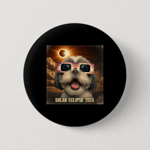 Bóton Redondo 5.08cm Selfie Shih Tzu Kids Mens Eclipse Solar