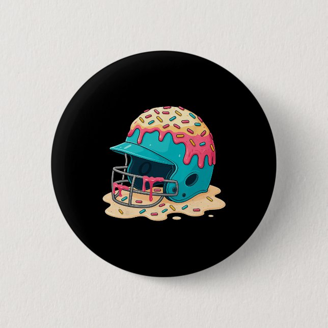 Bóton Redondo 5.08cm Sell Catcher Helmet With Face Mask Ice-cream Dripp (Frente)