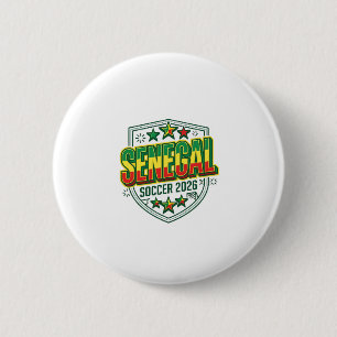 Bóton Redondo 5.08cm Senegal Futebol 2026 Futebol Negrito País Tipograf