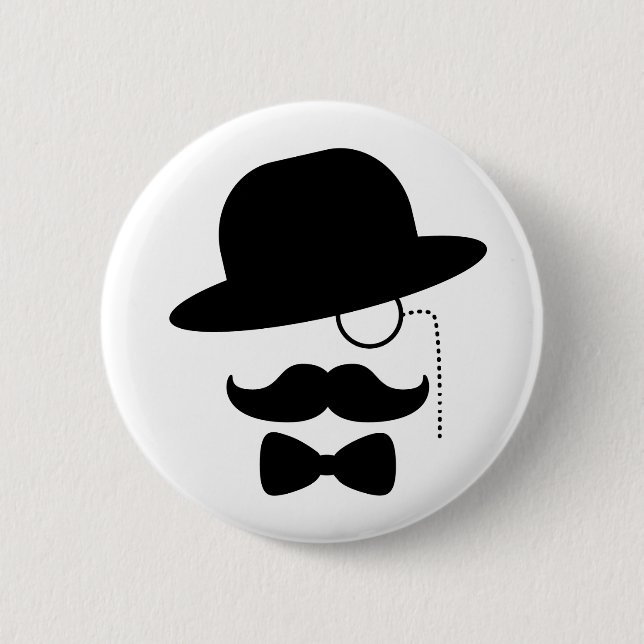 Bóton Redondo 5.08cm Senhor com Moustache (Frente)