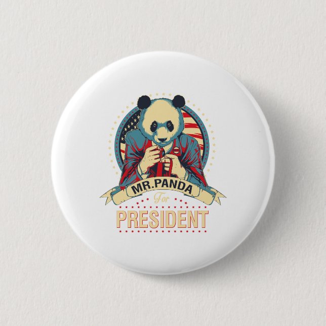 Bóton Redondo 5.08cm senhor panda para presidente (Frente)