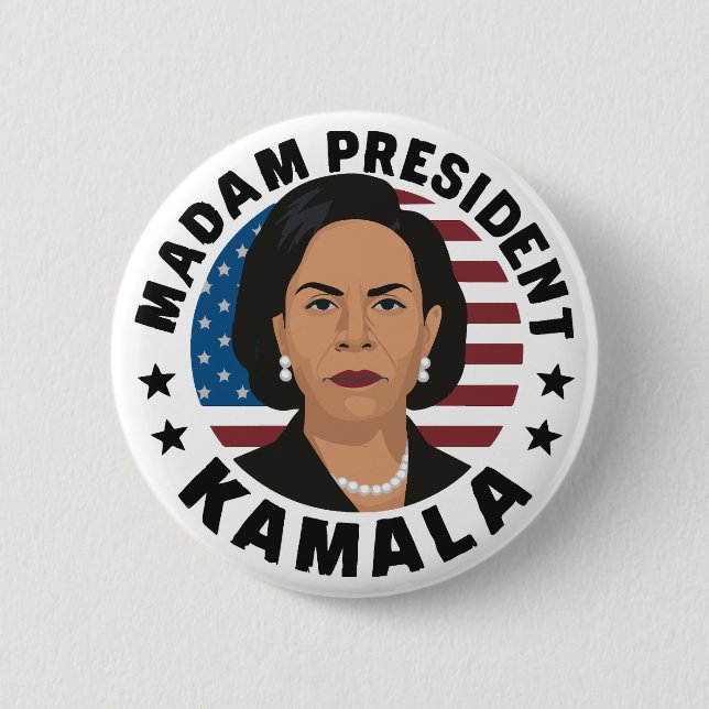 Bóton Redondo 5.08cm Senhora Presidente Kamala Harris (Frente)