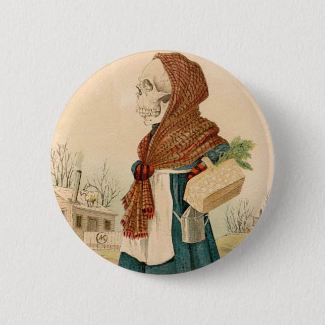 Bóton Redondo 5.08cm Senhora vegetal esqueletal (Frente)