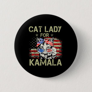 Bóton Redondo 5.08cm Senhoras Para Kamala Funny Cat 2024 Presidente Kam