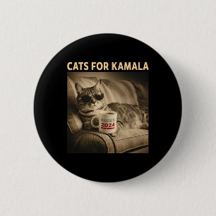 Bóton Redondo 5.08cm Senhoras Para Kamala Funny Cat 2024 Presidente Kam