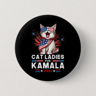 Bóton Redondo 5.08cm Senhoras Para Kamala Funny Cat 2024 Presidente Kam