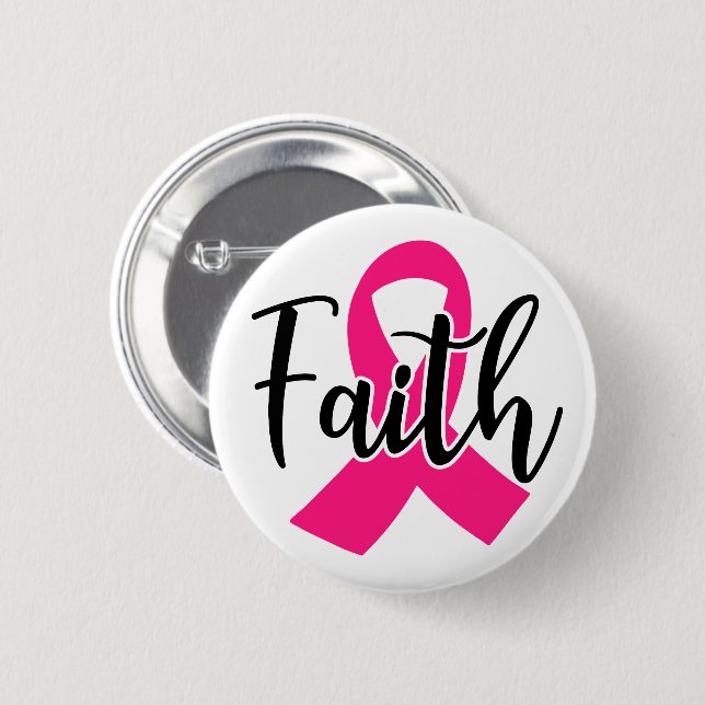 Bóton Redondo 5.08cm Sensibilização do Cancer Mama Fé de Fita de Fita R (Frente & Verso)