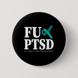 Bóton Redondo 5.08cm Sensibilização para Ptsd de Friso Teal - Suporte a