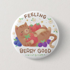 Bóton Redondo 5.08cm Sentindo-se Muito Bem: Gatinho Fofo com Frutas Ver