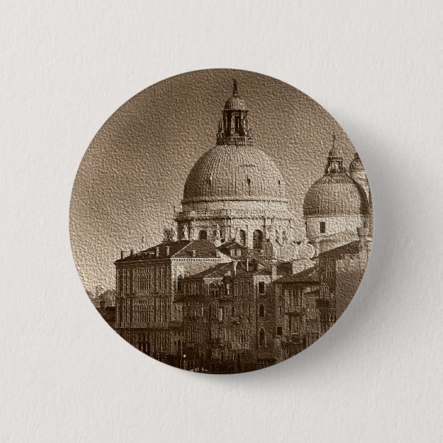 Bóton Redondo 5.08cm Sepia - Efeito de Papel Venice Grande Canal (Frente)