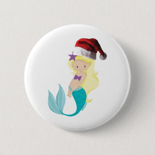 Bóton Redondo 5.08cm Sereia de Natal