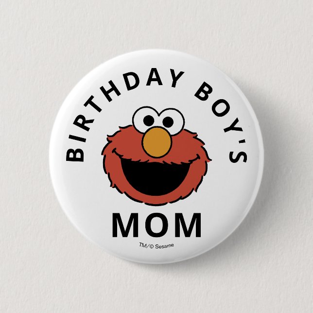 Bóton Redondo 5.08cm Sesame Street | Elmo - Primeiro Botão de Aniversár (Frente)