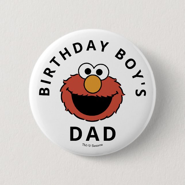 Bóton Redondo 5.08cm Sesame Street | Elmo - Primeiro Botão de Aniversár (Frente)