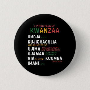 Bóton Redondo 5.08cm Sete Princípios De Kwanzaa Happy Kwanzaa