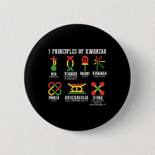 Bóton Redondo 5.08cm Sete Princípios De Kwanzaa Orgulhosos Afro-America