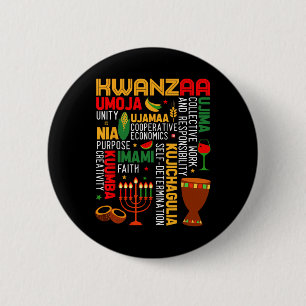 Bóton Redondo 5.08cm Sete Princípios De Kwanzaa Orgulhosos Afro-America