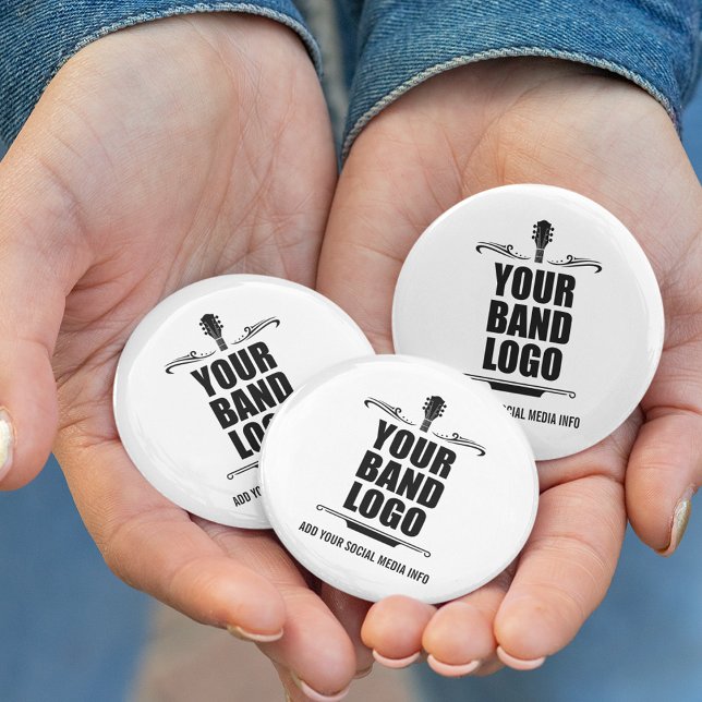Bóton Redondo 5.08cm Seu logotipo de Banda (Customize to change background color.)