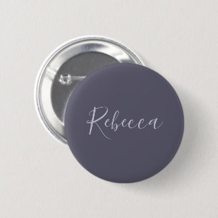 Bóton Redondo 5.08cm Seu Nome Script Lavanda Elegante em Roxo Turvo