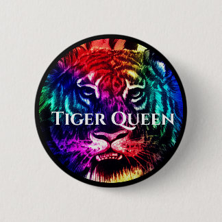 Bóton Redondo 5.08cm Seu Texto Personalizado Rainbow Exotic Tiger Queen