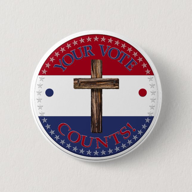 Bóton Redondo 5.08cm Seu Voto Conta com Cruz (Frente)