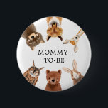 Bóton Redondo 5.08cm Sexo do Chá de fraldas da floresta neutro<br><div class="desc">Botão giro para identificar todas as pessoas da festa que apresenta ilustração de animais lindos da floresta.</div>