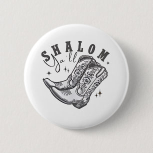 Bóton Redondo 5.08cm Shalom Y'all Cowboy judeu Hanukkah West