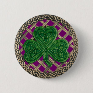 Bóton Redondo 5.08cm Shamrock and Celtic Knot Button Purple