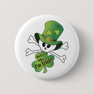 Bóton Redondo 5.08cm Shamrock Skull